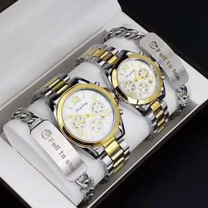 Couple <b>Watches</b> for Men and Women Stainless Steel Bracelet Quartz <b>Watch</b> <b>Set</b> - Product Image 2