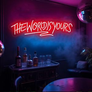 Insegna al Neon 'The World Is Yours', Luce LED Personalizzata Alimentata USB per Casa, Camera da Letto, Soggiorno, Ufficio, Bar, Decorazione Murale, Feste - Product Image 2