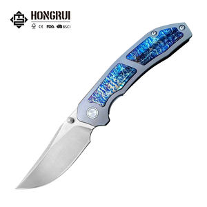 Cuchillo de Caza Plegable HongRui para Exteriores, Cuchillo de Bolsillo EDC con Hoja de Acero Sueco 14C28N y Mango de Aleación de Titanio para <span class=keywords><strong>Camping</strong></span> - Product Image 1