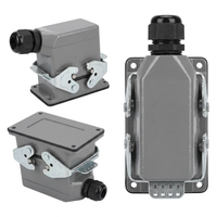 Prise industrielle rectangulaire en aluminium robuste IP65, 16 broches, 16A, 230V, à entrée latérale avec capot et double levier