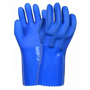 HTR, venta al por mayor, guantes de goma con acabado en arena rugosa, guantes de trabajo recubiertos de PVC para la industria del petróleo