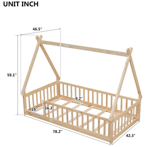 <span class=keywords><strong>Lit</strong></span> d'<span class=keywords><strong>enfant</strong></span> <span class=keywords><strong>lit</strong></span> <span class=keywords><strong>tipi</strong></span> jumeau en forme de tente avec lattes de garde-corps avec <span class=keywords><strong>lit</strong></span> au sol pour enfants Design Montesorri - Product Image 2