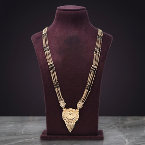 Wholesale 24K Gold Plated Pendant Long Mangalsutra With Black Beads Wedding season Jewelry Latest Traditional Design Mangalsutra - Product Image 2