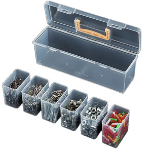 Caja de almacenamiento de piezas, caja de herramientas para el hogar, caja organizadora transparente portátil con divisores para tornillos y accesorios. - Product Image 5