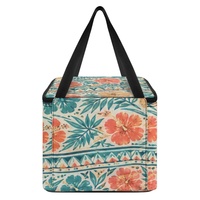 Sac à lunch isotherme imprimé avec des motifs floraux réutilisables et quatre poches intérieures en filet