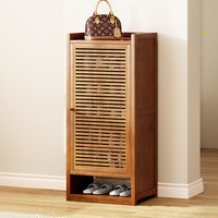 Meuble à chaussures moderne en bois, design modulaire peu encombrant, rangement ventilé, organisateur de chaussures multifonctionnel, porte à persiennes pour entrée