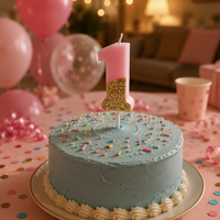Bougie d'anniversaire rose en paraffine avec chiffres, décoration de gâteau, bougie numérique scintillante pour les fêtes d'anniversaire des filles, table de desserts