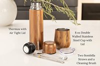 Ensemble de thé Yerba Mate avec gourde de 8 oz, tasse à Yerba Mate avec couvercle hermétique, thermos de 500 ml, paille en bois Bombilla, tasse à Mate