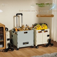Chariot de transport pliable multifonctionnel et portable pour la maison, boîte de rangement de camping 30L-40L en plastique PP, simplicité moderne