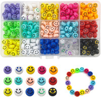 Grosir 300pcs Manik-manik Akrilik Wajah Tersenyum 10mm untuk Pembuatan Perhiasan Gelang Anting Kalung Kerajinan Rantai Ponsel Bahan Liontin