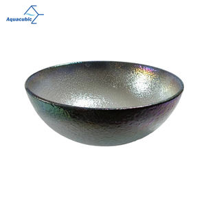 حوض وحدة تحكم سيراميك بتأثير قوس قزح حرفي مطلي بالكهرباء بألوان متدرجة وشكل معماري منحوت - Product Image 5