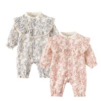 Nouveau modèle de combinaison pour bébé en coton 100% avec imprimé floral à l'encre de soie, vêtements unisexes, vente en gros de combinaisons pour bébé personnalisées