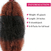 8 paquets d'extensions de tresses afro torsadées souples de 24 pouces, fausses locks pré-séparées effet vieilli, trame simple, fibre basse température