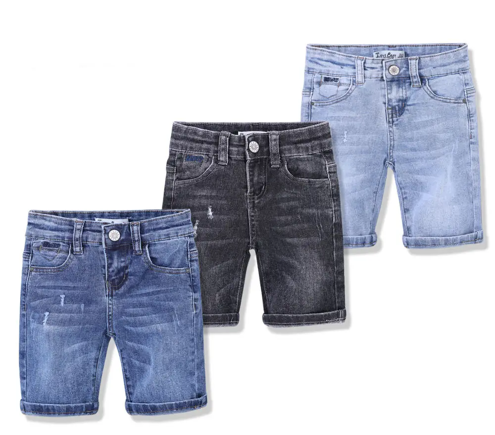 Sunny Baby Children's Casual All-match Cropped Jeans 2023 Summer New Elastic Fashion Solid Color Kids Boys Straight Denim Shorts