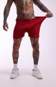 Mens Classic Red Cotton <b>Boxer</b> Shorts Breathable Soft Loose Fit Button <b>Fly</b> Mens Underwear Factory Manufacturing - Product Image 2