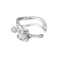 Großhandel koreanische Designer Nische Fine Jewelry 925 Sterling Silber Ohr manschetten Einzigartige Blumen form eingelegte Zirkon Ohrringe für Mädchen