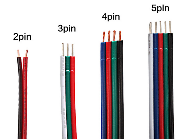 RGB Cable 2pin 3pin 4pin 5pin 16AWG 18AWG 20AWG 22AWG Tinned Copper LED Light Strip RGB Cable