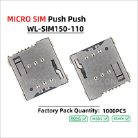 WECONN WL-SIM150-110 6PIN+1 H=1.50mm Connecteur de carte MICRO SIM Push-Push avec interrupteur de détection, Connecteur circulaire personnalisé