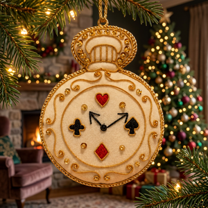 Stonecrafts International Montre de poche royale à motif de cartes à jouer, broderie perlée suspendue Zari, moderne, faite à la main, de luxe, décorative murale - Product Image 2