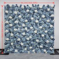 Enseigne de logo mural personnalisée en usine avec mur de fleurs luxe enroulable et dos en tissu 8x8 5d mur de fleurs de rose noire