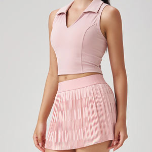 Nouvel Arrivage Ensemble de Sport Femme : Débardeur de Yoga à Bonnets Intégrés et Mini-Jupe Anti-Exposition Deux-en-un, Coupe Ajustée pour Pilates et Tennis - Product Image 4