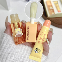 Cappuvini Huile à Lèvres Ourson Mignon et Malicieux Masque de Nuit Film Labial Hydratant Atténue les Rides des Lèvres Base Fixatrice Ensemble
