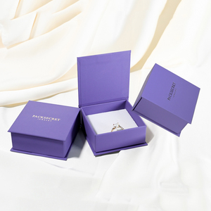 PackSecret Luxury Custom logo Paperboard <b>Paper</b> Necklace Ring Packaging Purple Color Magnetic Rigid Gift Box for Jewelry - Product Image 1