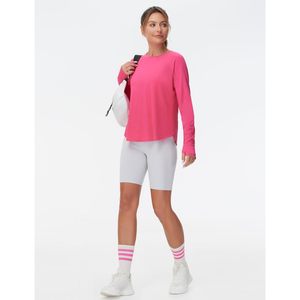 Haut de yoga à manches longues pour femme FOXA, col rond, avec trous pour les pouces, respirant, en spandex et polyester, pour l'entraînement sportif - Product Image 5