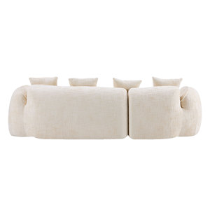 Canapé d'angle moderne en L deux places, rembourré en tissu, écologique, avec accoudoirs incurvés et dossier coussin, dossier rigide, pour salon - Product Image 5