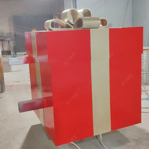 Escultura de Fibra de Vidrio en Forma de Caja de Regalo, Decoración Navideña Rectangular para Exteriores, Montaje en Suelo, Modelo Personalizable - Product Image 2