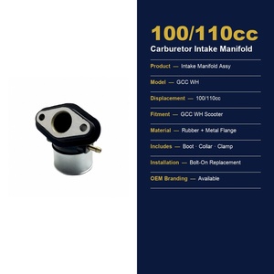 Collecteur d'admission de <span class=keywords><strong>carburateur</strong></span> <span class=keywords><strong>pour</strong></span> moteur de scooter GCC WH 100cc 110cc, coudière de tuyau d'admission en caoutchouc avec collier de serrage - Product Image 2
