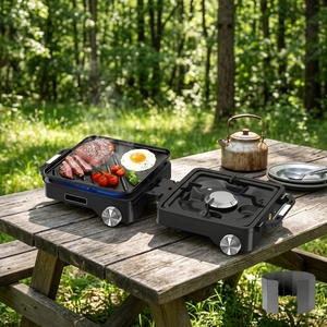 Outdoor-Picknick-Kassettenkocher, Campingkocher, faltbarer tragbarer Doppelbrenner-Gaskocher für <span class=keywords><strong>Camping</strong></span>, Grillen, hohe Leistung. - Product Image 4