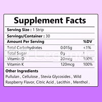 OEM ODM Bandes Orales Véganes à Dissolution Rapide de Vitamines D, D3 et K2 pour le Soutien Immunitaire et les Soins des Os et des Articulations