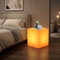 Meuble cube LED multifonctionnel lumineux 40CM, table d'appoint/tabouret en PE rotomoulé, étanche IP65, rechargeable, couleurs RGB, pour la maison