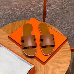 Flat Leather Anti-Slip Cushioning Wear-resistant Slide Sandals H-shaped Open Toe Designer for for Women Walking <b>Shoes</b> - Product Image 5