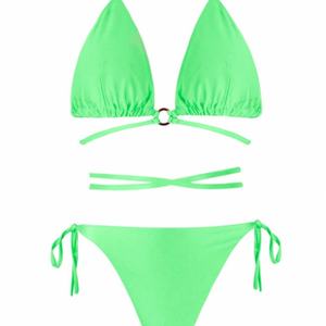 Nuevo Bikini de Dos Piezas para Mujer, Sexy, con Push-Up, Color Verde Sólido, Ropa de Playa 2025, Servicio OEM - Product Image 3