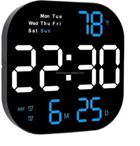 Đồng hồ treo tường kỹ thuật số lớn, màn hình LED 10.55 ", độ sáng tự động làm mờ đồng hồ lớn với điều khiển từ xa, đồng hồ báo thức vuông