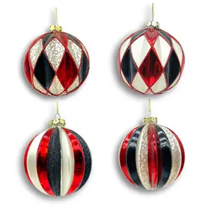 Hot selling christmas balls glass decoration christmas decoration supplies christmas decorations 10cm hand painted balls