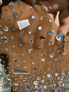 Vestido Corto Marrón con Lentejuelas <span class=keywords><strong>de</strong></span> Espejo para Mujer, Atuendo Sexy para Fiesta, Club, Discoteca, Disfraz <span class=keywords><strong>de</strong></span> Diamantes - Product Image 6