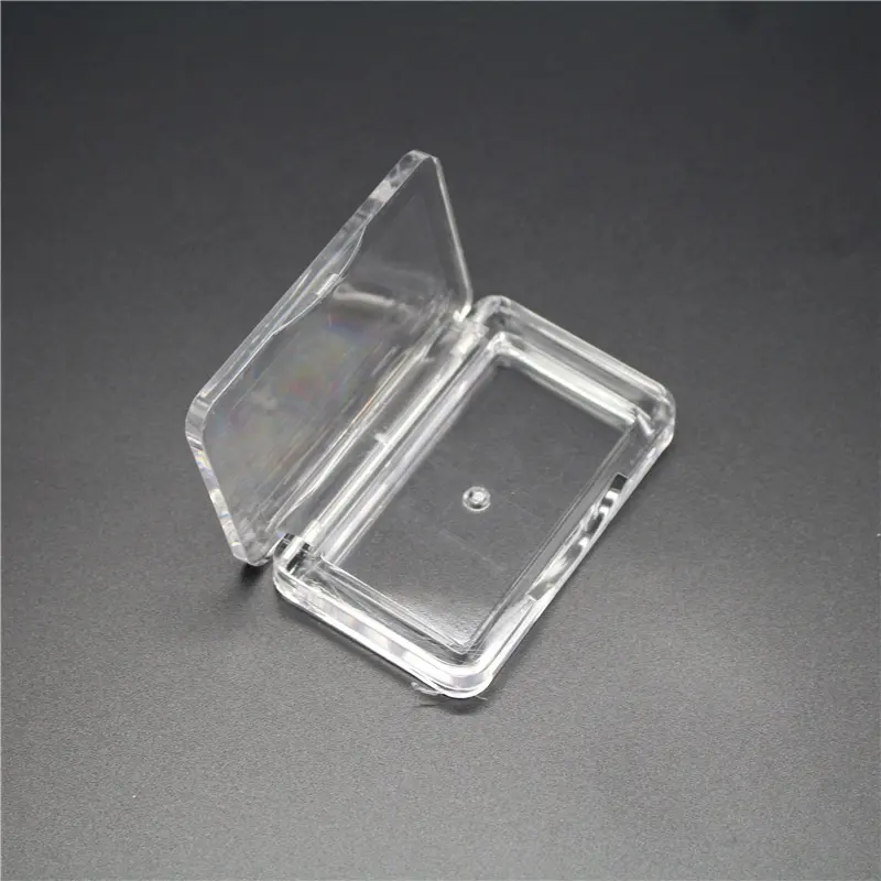 P-Lan Brand Low MOQ 100個Clear Rectangle Shaped Full Transparent Crystal Single Color Blusher Palette Compact Powder Case