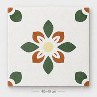 Carreaux de sol antidérapants mats à motif floral vintage 400x400mm pour la cuisine, le café, la salle de bain et l'entrée