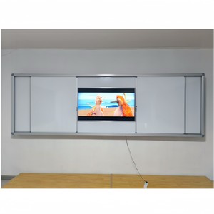 Lavagna a parete con pannello scorrevole fisso, facile installazione consente di risparmiare spazio sulla parete combinando due schede in un'unica unità per uso aziendale - Product Image 4