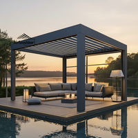 Pergola motorisée à toit rétractable Airfun avec construction en MDF, imperméable, protection UV, résistante à la neige et au vent, pour usage extérieur