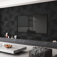Panel de Pared 3D Geométrico UDK de 19.7'*19.7', Revestimiento de Pared Ignífugo de PVC para Decoración de Interiores, Negro Mate