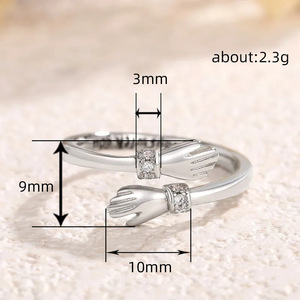 <b>Hugging</b> Hands Open Design <b>Ring</b> Adjustable Style Finger <b>Ring</b> for Women - Product Image 5