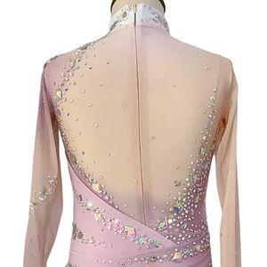 Robe de <span class=keywords><strong>danse</strong></span> de patinage artistique pour filles vêtements de performance de patinage sur glace pour compétition Ballet strass rose dégradé Costumes - Product Image 5