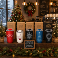 Cadeau de Noël personnalisé Kingze 280ml 380ml gobelet à café thermique en acier inoxydable pour les voyageurs