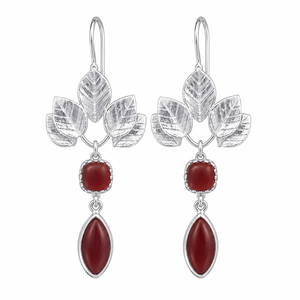 Orecchini Pendenti Vintage a Forma di Foglia con Pietre Rosse e Verdi, Stile Retrò per Donne - Product Image 3