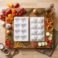 Nouveau moule en silicone à 6 cavités en forme de croissant pour mousse française, qualité alimentaire, pour chocolat et pâtisserie, compatible four, emballage individuel OPP