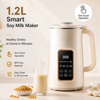 Machine à lait végétal multifonctionnelle 1,2 L 800 W, automatique, facile à nettoyer, en acier inoxydable, 46 lames, moteur en cuivre pur, chauffant